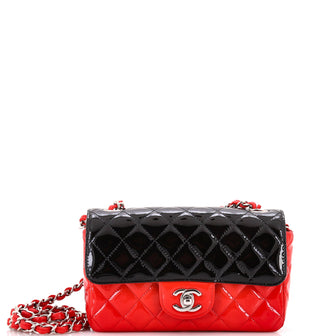 Chanel Bicolor Classic Single Flap Bag Quilted Patent Mini