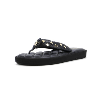 Chanel Women's Charm Padded Thong Sandals Quilted Lambskin