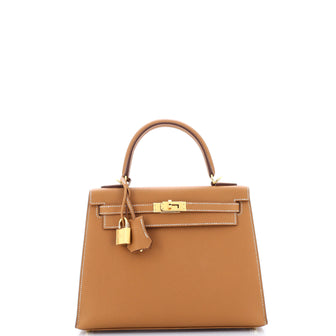 Hermes Kelly Handbag Brown Epsom with Gold Hardware 25