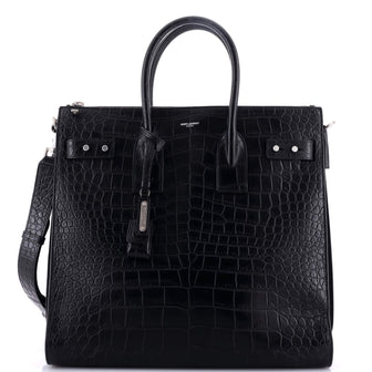 Saint Laurent Sac de Jour Souple Zip Tote Crocodile Embossed Leather North South