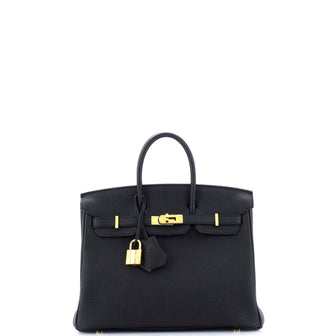 Hermes Birkin Handbag Black Togo with Gold Hardware 25