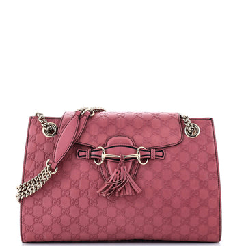 Gucci Emily Chain Flap Shoulder Bag Guccissima Leather Large