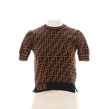 Fendi Women's Short Sleeve Crewneck Sweater Zucca Viscose Blend