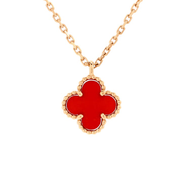 Van Cleef & Arpels Sweet Alhambra Pendant Necklace 18K Rose Gold and Carnelian
