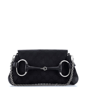 Gucci Horsebit Chain Clutch GG Canvas with Leather Medium