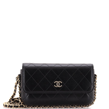 Chanel CC Chain Around Flap Phone Holder with Chain Stitched Leather