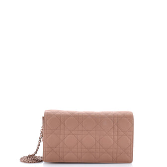 Christian Dior Ultra Matte Lady Dior Wallet on Chain Pouch Cannage Quilt Calfskin Long