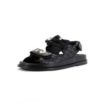 Chanel Women's Velcro Dad Sandals Quilted Leather