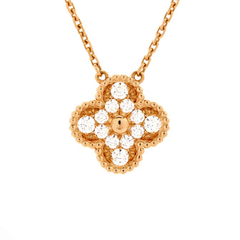 Van Cleef & Arpels Vintage Alhambra Pendant Necklace 18K Rose Gold and Diamonds