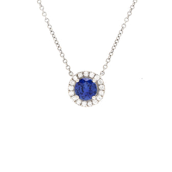 Tiffany & Co. Soleste Round Pendant Necklace Platinum with Diamonds and Blue Sapphire