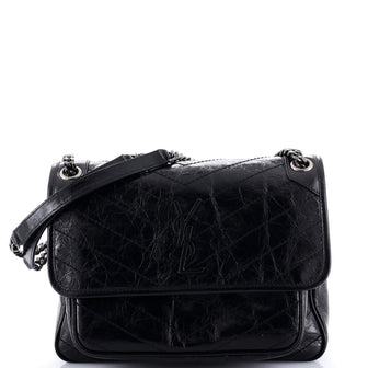 Saint Laurent Niki Chain Flap Bag Matelasse Chevron Leather Medium