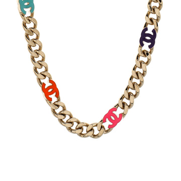 Chanel CC Allover Long Chain Necklace Metal with Enamel