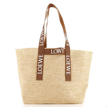 Loewe Fold Logo Strap Tote Raffia Medium