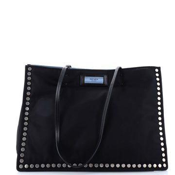 Prada Etiquette Tote Studded Tessuto Large