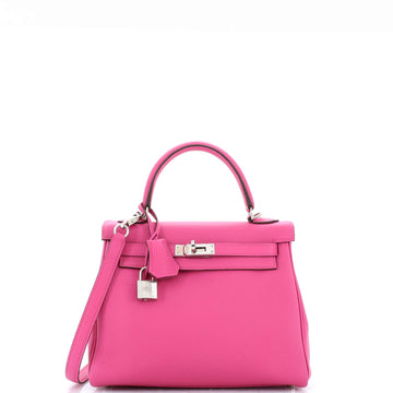 Hermes Kelly Handbag Pink Togo with Palladium Hardware 25