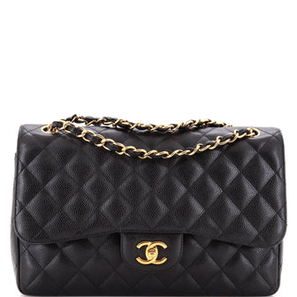 Chanel Classic Double Flap Bag Quilted Caviar Jumbo