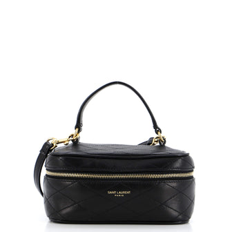 Saint Laurent Top Handle Convertible Vanity Bag Quilted Leather Mini