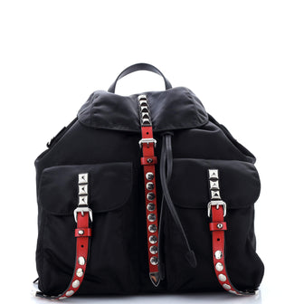 Prada New Vela Backpack Tessuto with Studded Leather
