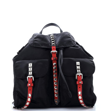Prada New Vela Backpack Tessuto with Studded Leather