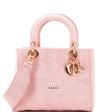 Christian Dior Lady D-Lite Bag Cannage Embroidered Canvas Medium