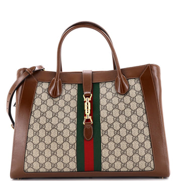 Gucci Jackie 1961 Web Tote GG Canvas and Leather Large