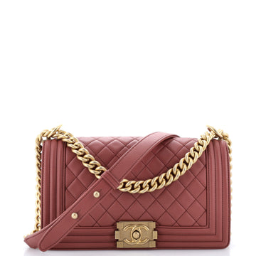 Chanel Boy Flap Bag Quilted Lambskin Old Medium