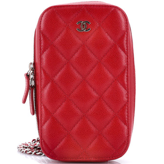 Chanel Zip Around Phone Case with Chain Quilted Caviar