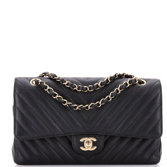Chanel Classic Double Flap Bag Chevron Caviar Medium