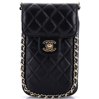 Chanel Chain Around Phone Holder Crossbody Bag Quilted Lambskin