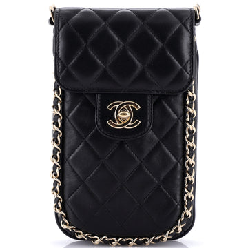 Chanel Chain Around Phone Holder Crossbody Bag Quilted Lambskin
