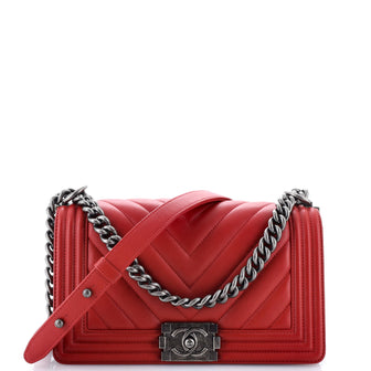 Chanel Boy Flap Bag Chevron Lambskin Old Medium