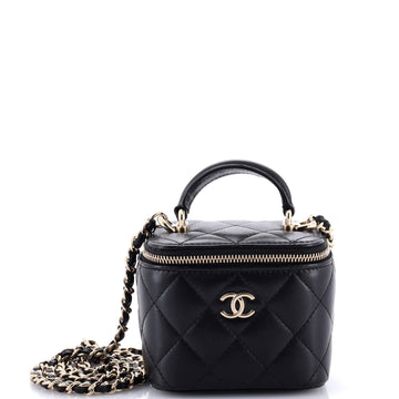 Chanel Classic Top Handle Vanity Case with Chain Quilted Lambskin Mini