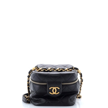 Chanel Chain Bar Vanity Case with Chain Quilted Calfskin Small
