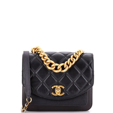 Chanel Chain Handle Flap Bag Quilted Calfskin with Caviar Mini