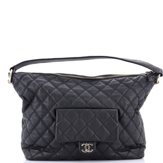 Chanel CC Front Pocket Hobo Quilted Lambskin Maxi