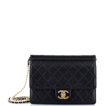 Chanel Pearl Chain Flap Bag Quilted Lambskin Medium