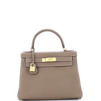 Hermes Kelly Handbag Grey Togo with Gold Hardware 28