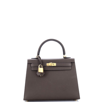 Hermes Kelly Handbag Brown Epsom with Gold Hardware 25