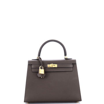 Hermes Kelly Handbag Brown Epsom with Gold Hardware 25