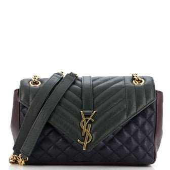 Saint Laurent Classic Monogram Slouchy Envelope Satchel Mixed Matelasse Leather Medium