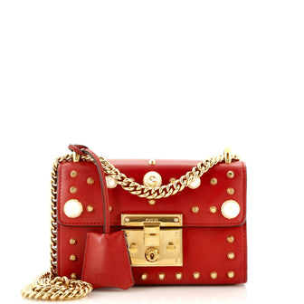 Gucci Pearly Padlock Shoulder Bag Studded Leather Small