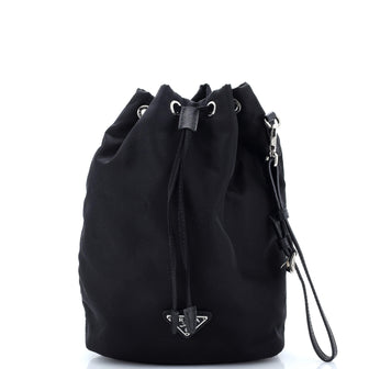 Prada Drawstring Wristlet Bucket Bag Tessuto Small