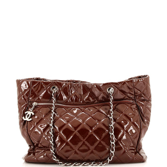 Chanel CC Charm Tote Quilted Patent Vinyl Large