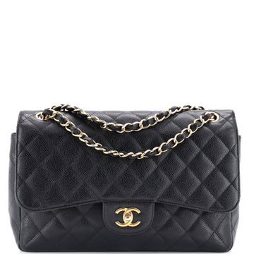 Chanel Classic Double Flap Bag Quilted Caviar Jumbo