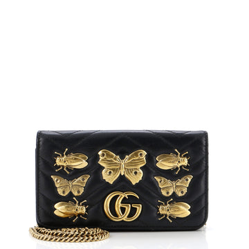 Gucci GG Marmont Chain Flap Bag Embellished Matelasse Leather Mini