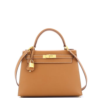 Hermes Kelly Handbag Brown Epsom with Gold Hardware 28