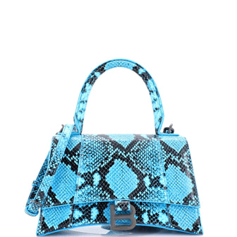 Balenciaga Hourglass Top Handle Bag Python Embossed Leather Small