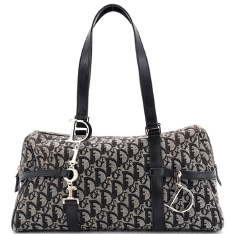 Christian Dior Vintage Trotter Zip Shoulder Bag Diorissimo Canvas Large