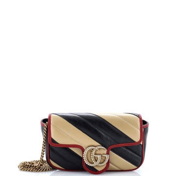 Gucci GG Marmont Flap Bag Diagonal Quilted Leather Super Mini