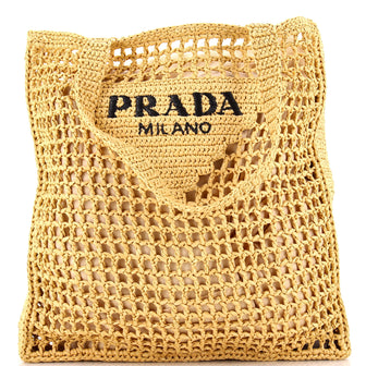 Prada Triangle Logo Open Tote Raffia